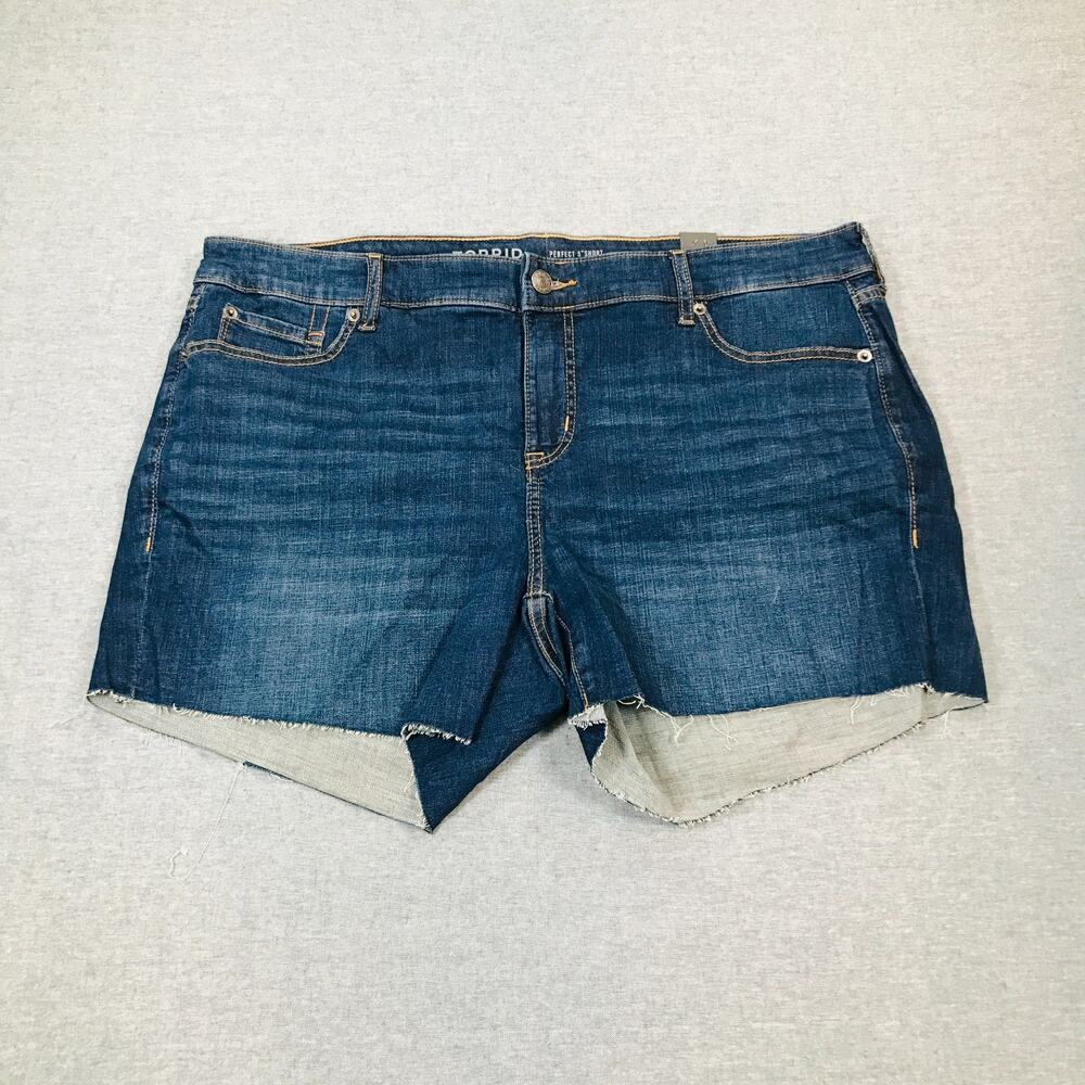 Torrid Women's 16 Blue Jean Shorts Perfect 5” Short Vintage Stretch Denim BE11